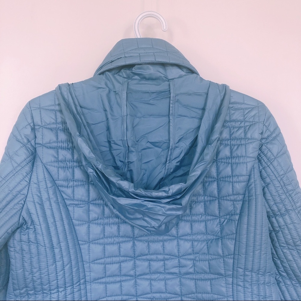 Kate Spade ♠️ Blue Quilted Packable Hood Jacket - Picture 4 of 8